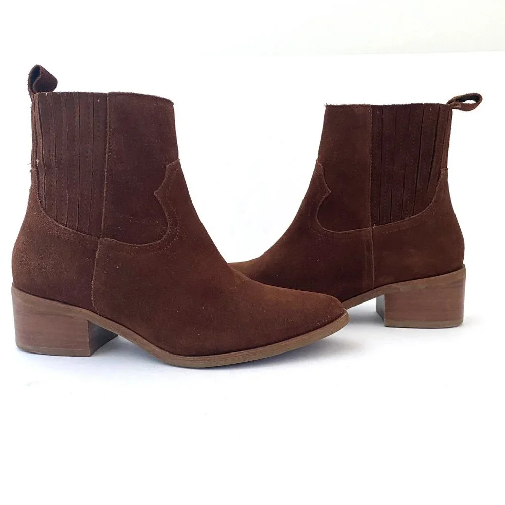 Steven by Steve Madden Brown Wayland Western Suede Boots - Picture 3 of 16